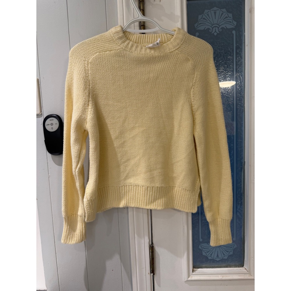Willow & Wind Womens XS Yellow Knit Crewneck Sweater Long Sleeve Ribbed Trim
